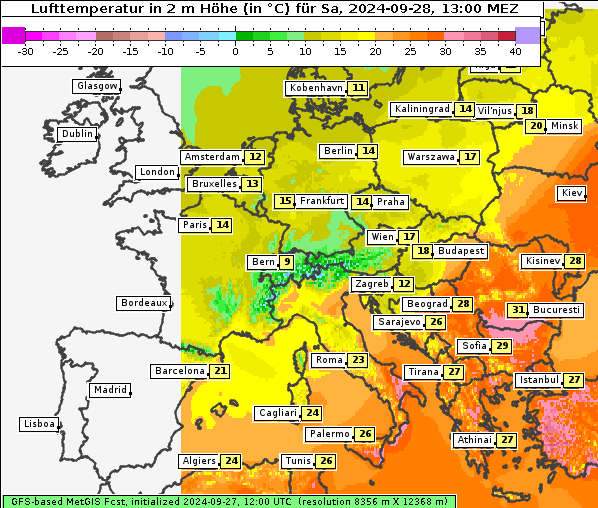 Temperatur, 28. 9. 2024