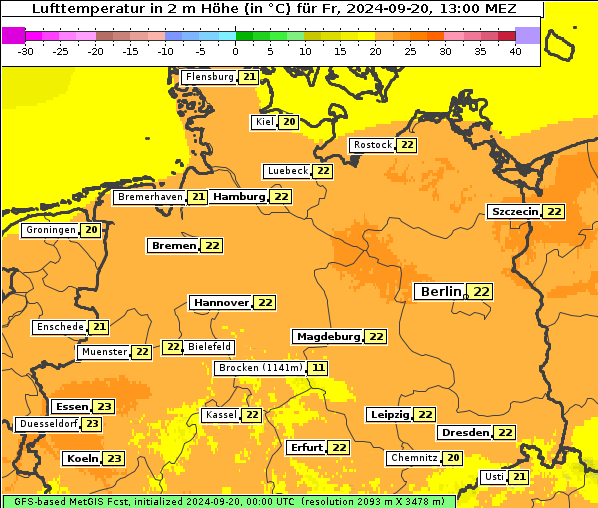 Temperatur, 20. 9. 2024