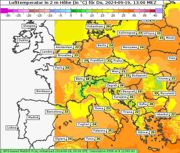 Temperatur, 19. 9. 2024