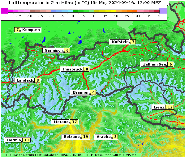 Temperatur, 16. 9. 2024