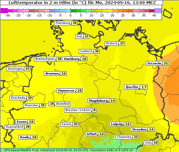 Temperatur, 16. 9. 2024