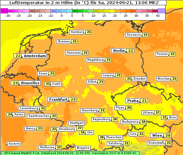 Temperatur, 21. 9. 2024