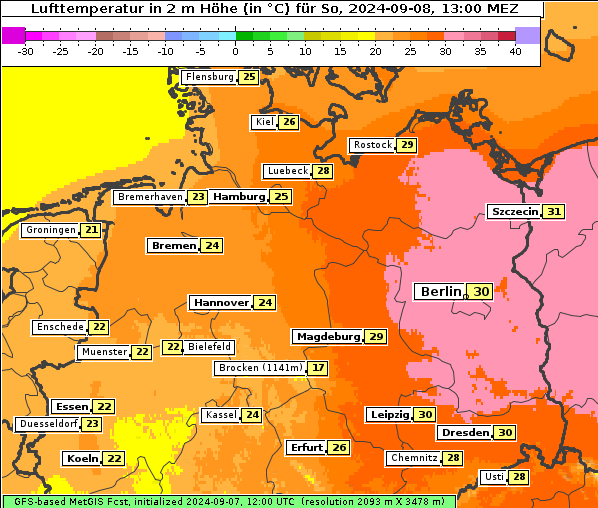 Temperatur, 8. 9. 2024