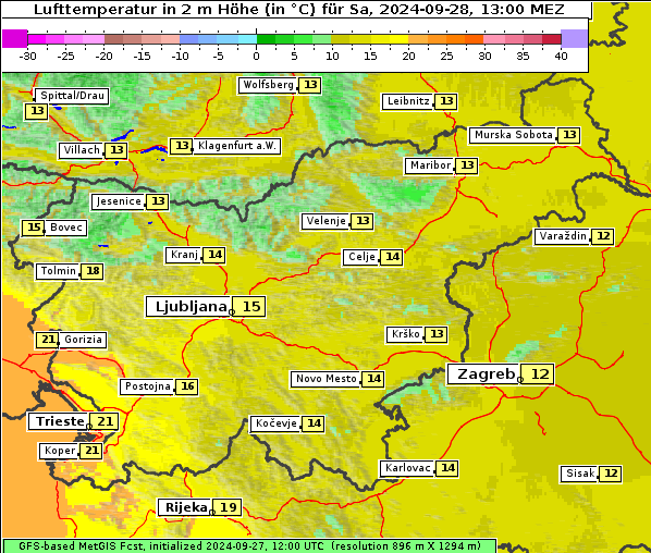 Temperatur, 28. 9. 2024