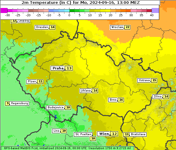 Temperatur, 16. 9. 2024