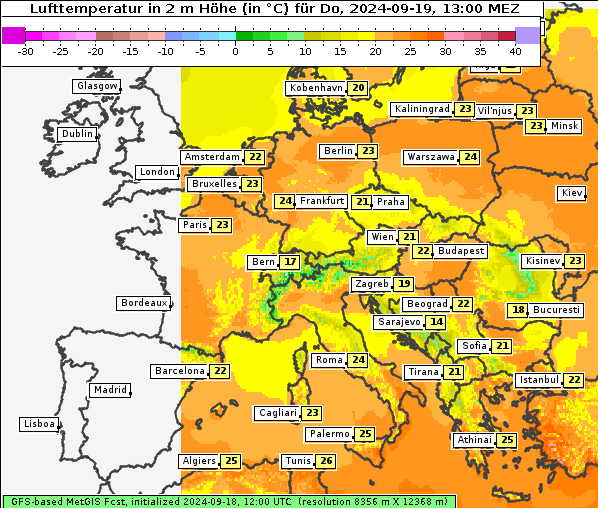 Temperatur, 19. 9. 2024