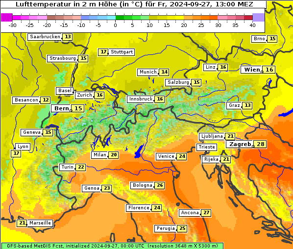 Temperatur, 27. 9. 2024