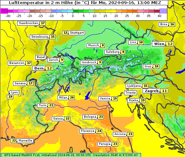 Temperatur, 16. 9. 2024