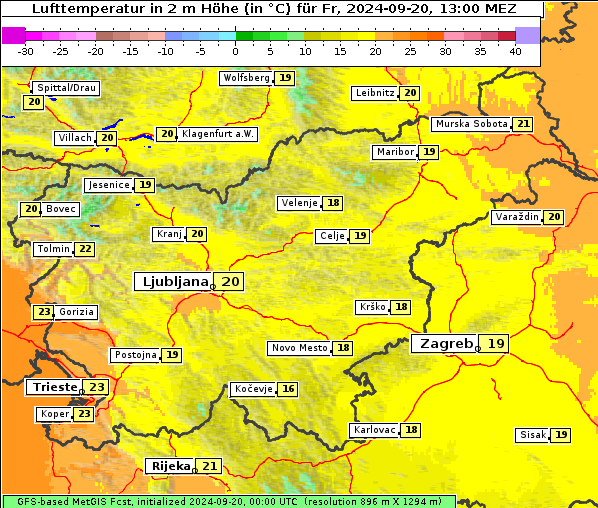 Temperatur, 20. 9. 2024