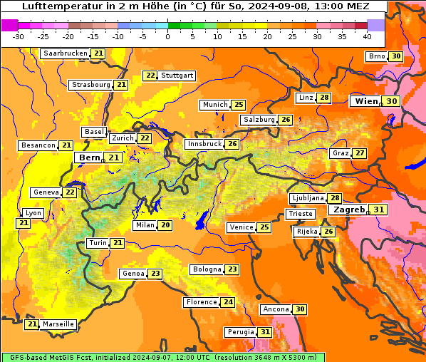 Temperatur, 8. 9. 2024