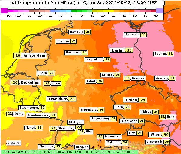 Temperatur, 8. 9. 2024