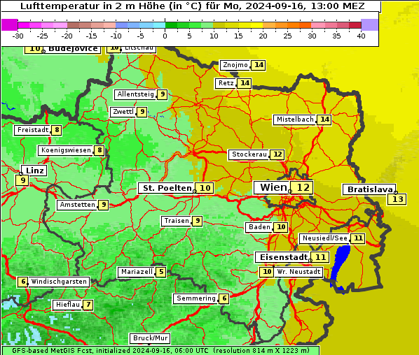 Temperatur, 16. 9. 2024