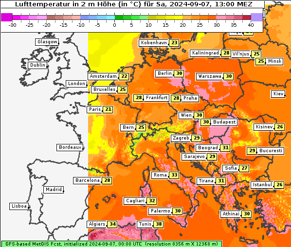 Temperatur, 7. 9. 2024