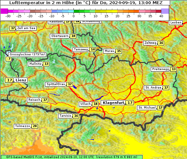 Temperatur, 19. 9. 2024