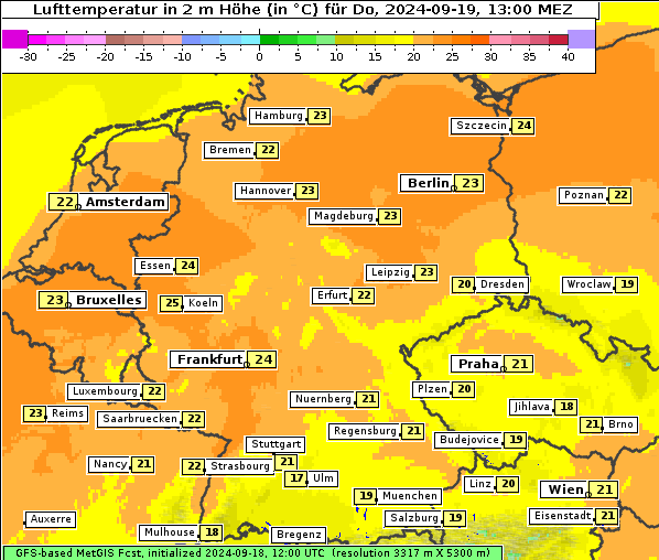 Temperatur, 19. 9. 2024