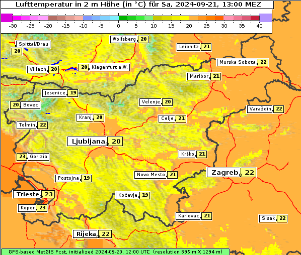 Temperatur, 21. 9. 2024