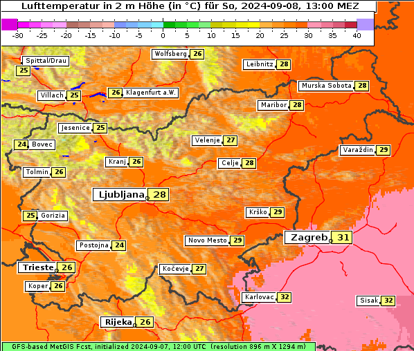 Temperatur, 8. 9. 2024