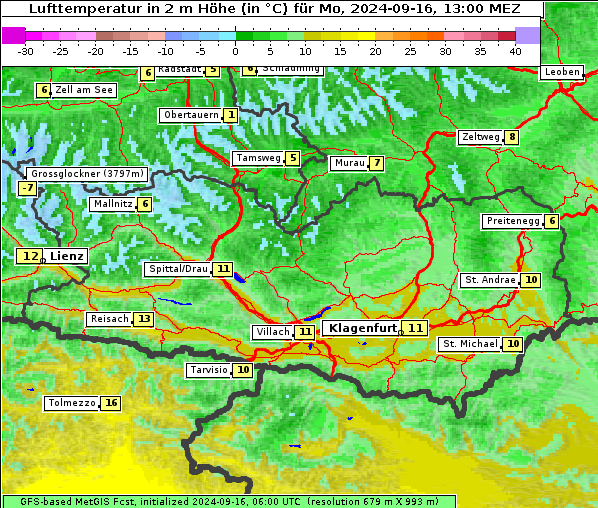 Temperatur, 16. 9. 2024