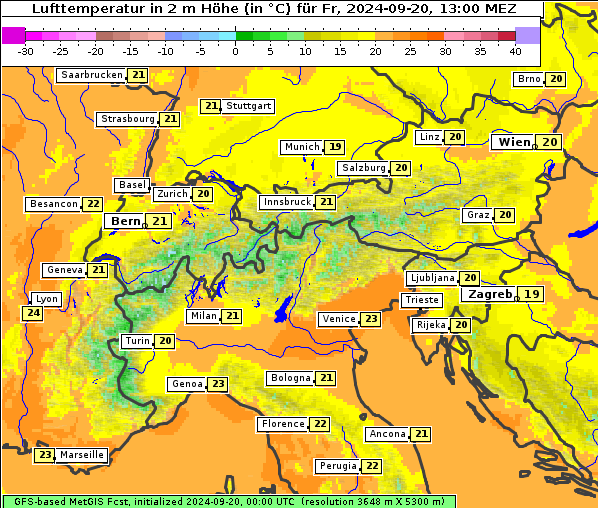 Temperatur, 20. 9. 2024