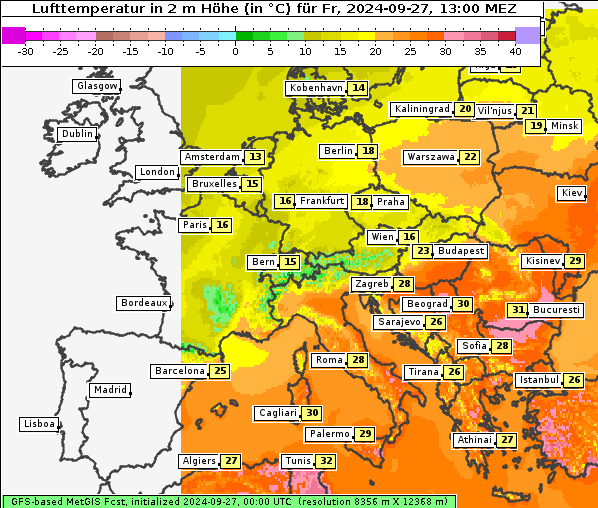 Temperatur, 27. 9. 2024