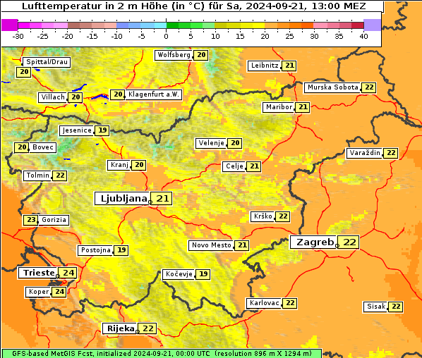 Temperatur, 21. 9. 2024