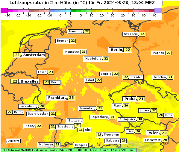 Temperatur, 20. 9. 2024