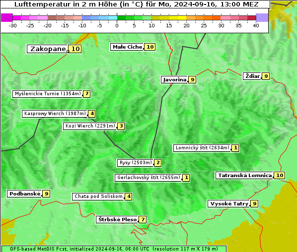 Temperatur, 16. 9. 2024