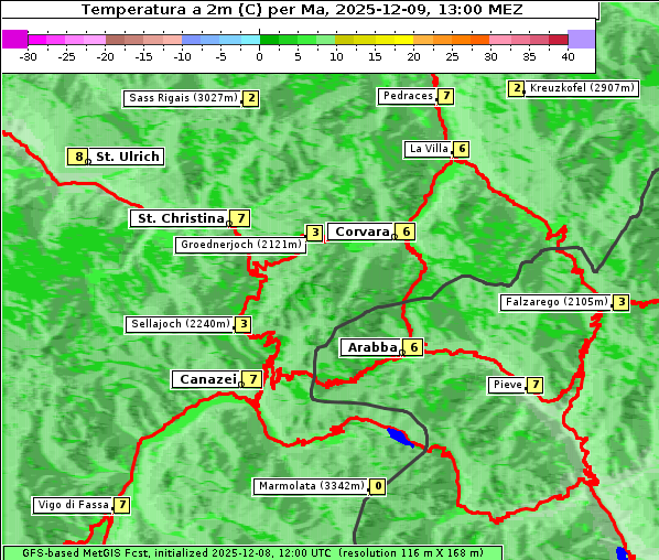 Temperatur, 9. 12. 2025