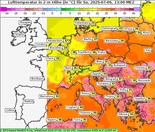 Temperatur, 6. 7. 2025