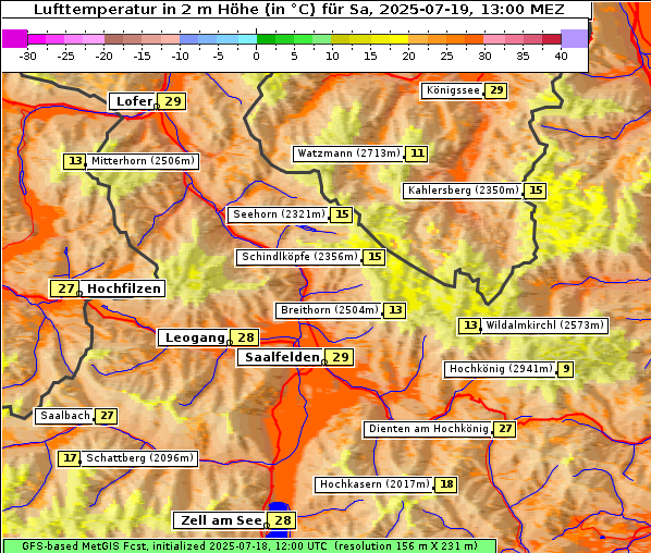 Temperatur, 19. 7. 2025