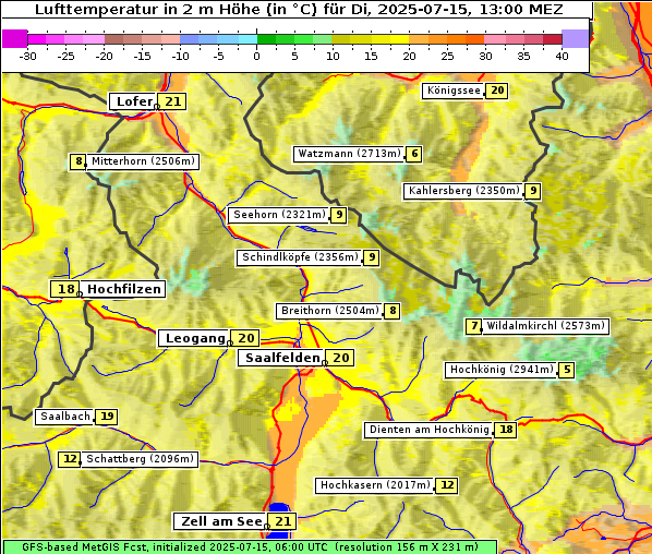 Temperatur, 15. 7. 2025