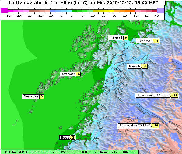 Temperatur, 22. 12. 2025