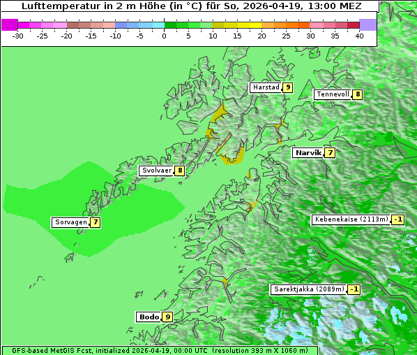 Temperatur, 19. 4. 2026