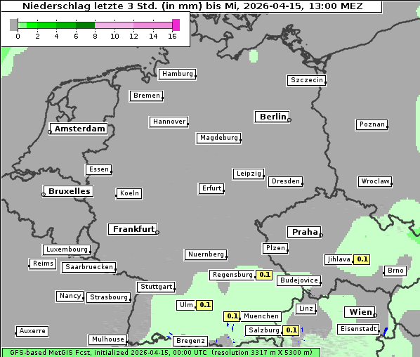 Niederschlag, 15. 4. 2026