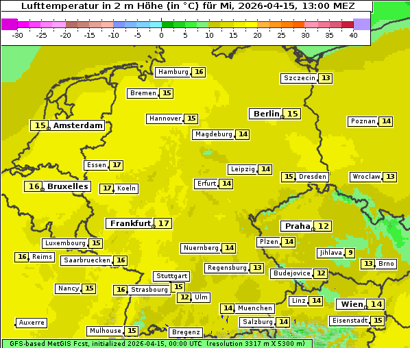 Temperatur, 15. 4. 2026
