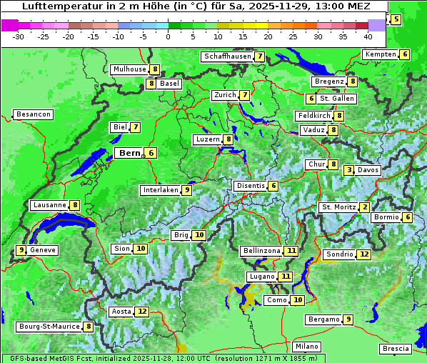 Temperatur, 29. 11. 2025
