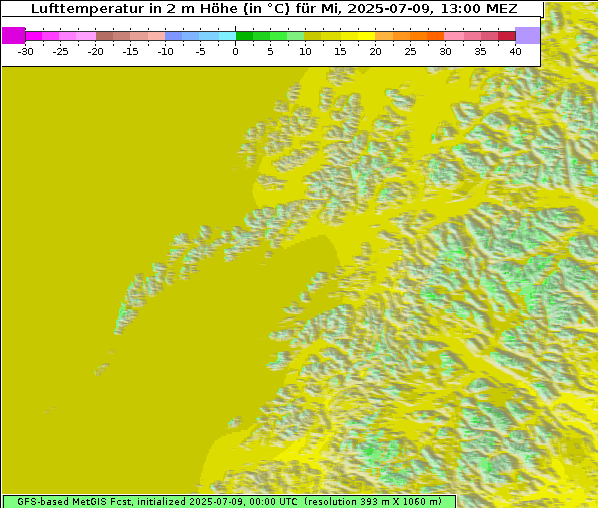 Temperatur, 9. 7. 2025