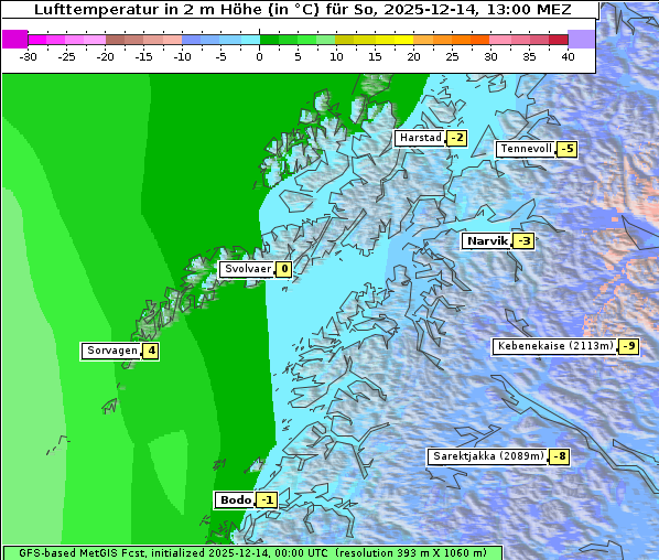 Temperatur, 14. 12. 2025