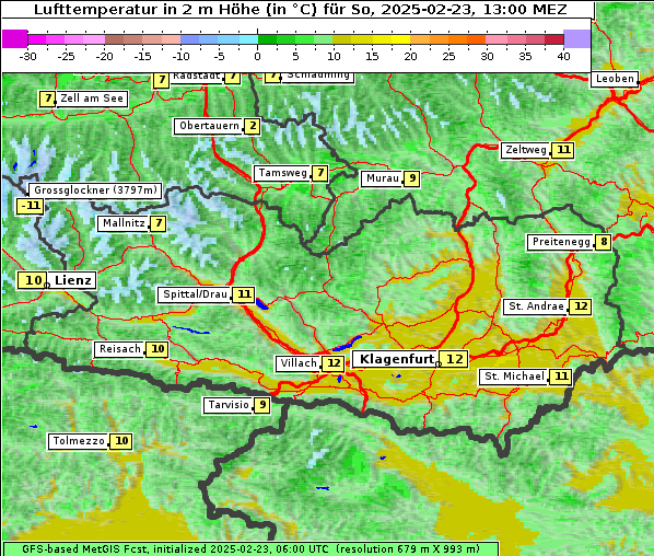 Temperatur, 23. 2. 2025