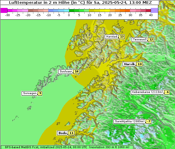 Temperatur, 24. 5. 2025