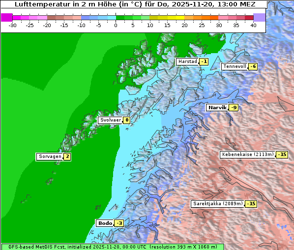 Temperatur, 20. 11. 2025