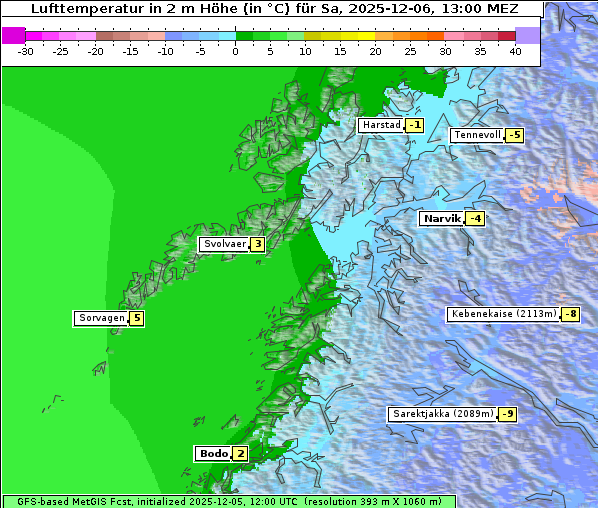 Temperatur, 6. 12. 2025