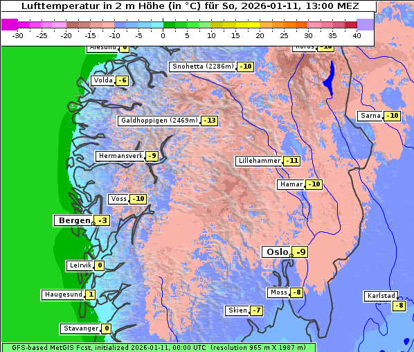 Temperatur, 11. 1. 2026