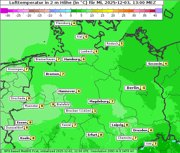 Temperatur, 3. 12. 2025