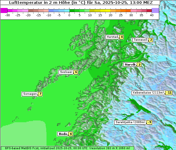 Temperatur, 25. 10. 2025