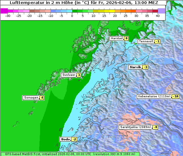 Temperatur, 6. 2. 2026