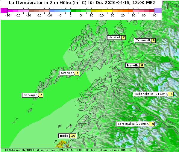 Temperatur, 16. 4. 2026
