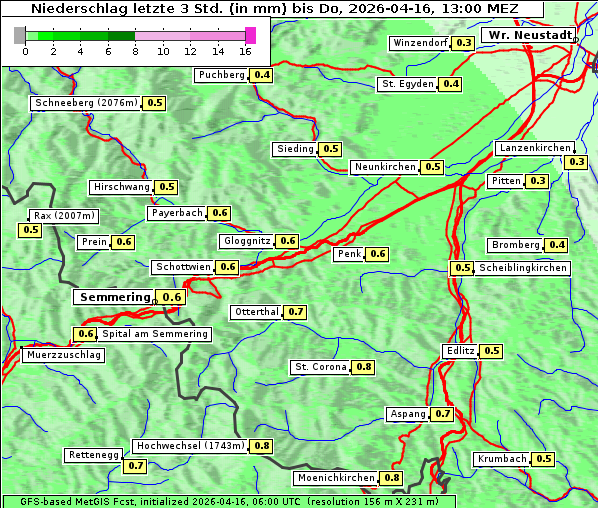 Niederschlag, 16. 4. 2026