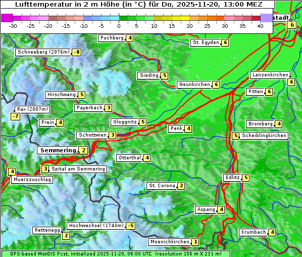 Temperatur, 20. 11. 2025