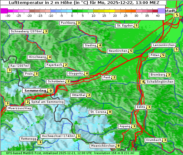 Temperatur, 22. 12. 2025